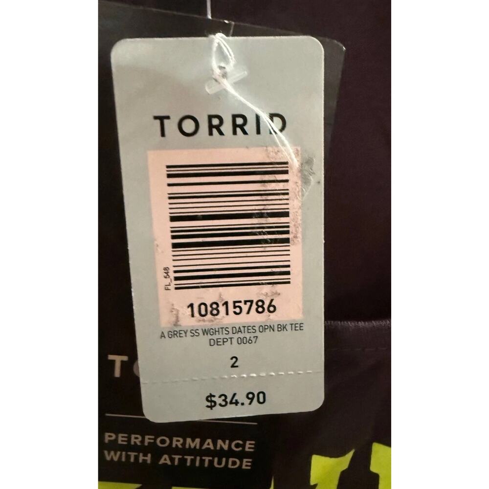 Torrid Active T Shirt Womens 2 Black Cold Shoulder Sleeve Weights Before Dates - Picture 4 of 10